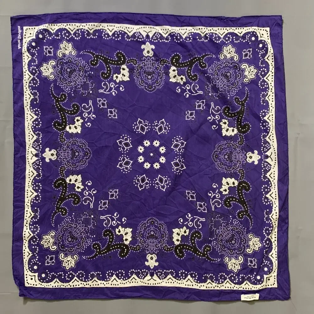 ACNE STUDIOS Purple Black & White Paisley Cotton Silk Scarves